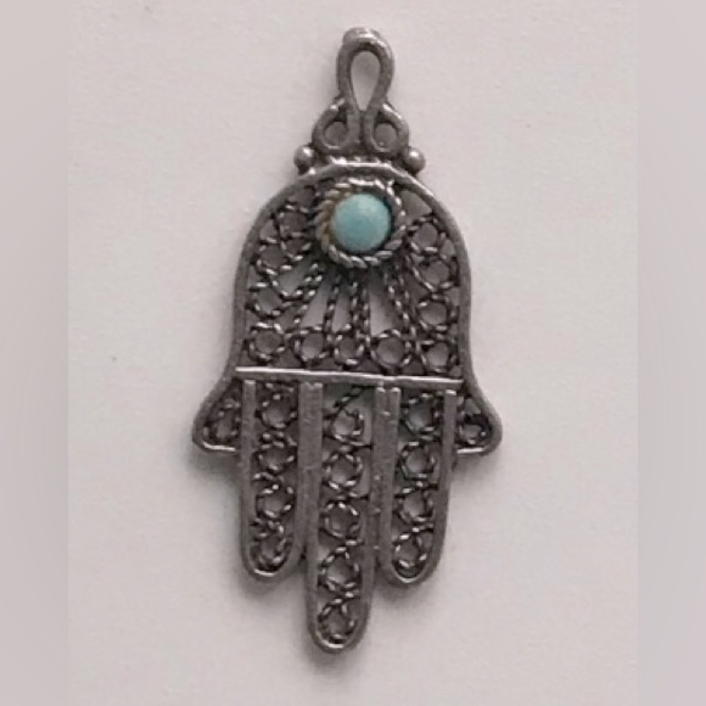 Hamsa Hand pendant; 925 silver stamped on back (pendant only)